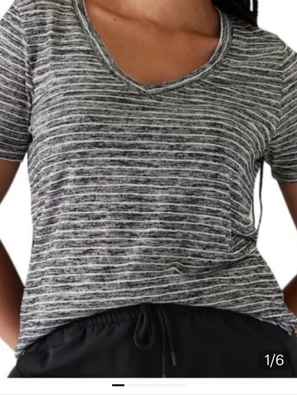 Like New Athleta Breezy Striped Scoop V Tee Modal Active Short Sleeve Top 2x